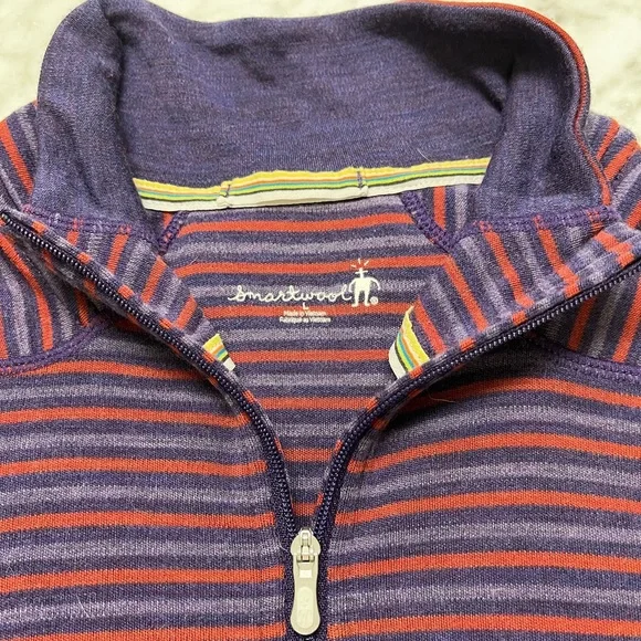 Smartwool Quarter Zip Striped Base Layer Mountain Purple Moab - Picture 1 of 12